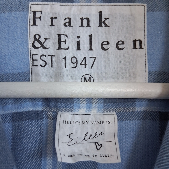 Frank & Eileen Eileen Relaxed Button Up Shirt Blue Plaid Italian Flannel - Picture 8 of 15